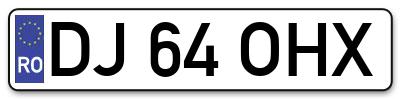Placuta inmatriculare numar auto  DJ-64-OHX, DJ 64 OHX, DJ64OHX