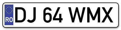 Placuta inmatriculare numar auto  DJ-64-WMX, DJ 64 WMX, DJ64WMX