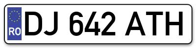 Placuta inmatriculare numar auto  DJ-642-ATH, DJ 642 ATH, DJ642ATH