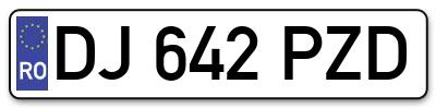 Placuta inmatriculare numar auto  DJ-642-PZD, DJ 642 PZD, DJ642PZD