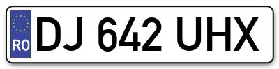 Placuta inmatriculare numar auto  DJ-642-UHX, DJ 642 UHX, DJ642UHX
