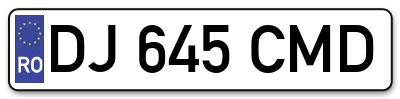 Placuta inmatriculare numar auto  DJ-645-CMD, DJ 645 CMD, DJ645CMD