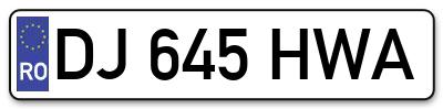 Placuta inmatriculare numar auto  DJ-645-HWA, DJ 645 HWA, DJ645HWA