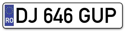 Placuta inmatriculare numar auto  DJ-646-GUP, DJ 646 GUP, DJ646GUP