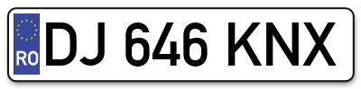 Placuta inmatriculare numar auto  DJ-646-KNX, DJ 646 KNX, DJ646KNX