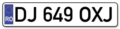 Placuta inmatriculare numar auto  DJ-649-OXJ, DJ 649 OXJ, DJ649OXJ