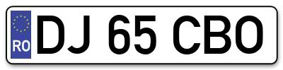 Placuta inmatriculare numar auto  DJ-65-CBO, DJ 65 CBO, DJ65CBO