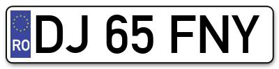 Placuta inmatriculare numar auto  DJ-65-FNY, DJ 65 FNY, DJ65FNY