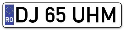 Placuta inmatriculare numar auto  DJ-65-UHM, DJ 65 UHM, DJ65UHM