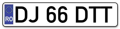 Placuta inmatriculare numar auto  DJ-66-DTT, DJ 66 DTT, DJ66DTT