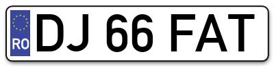 Placuta inmatriculare numar auto  DJ-66-FAT, DJ 66 FAT, DJ66FAT