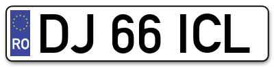 Placuta inmatriculare numar auto  DJ-66-ICL, DJ 66 ICL, DJ66ICL
