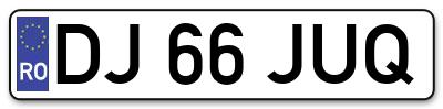 Placuta inmatriculare numar auto  DJ-66-JUQ, DJ 66 JUQ, DJ66JUQ