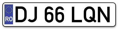 Placuta inmatriculare numar auto  DJ-66-LQN, DJ 66 LQN, DJ66LQN