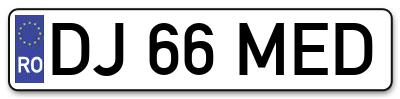 Placuta inmatriculare numar auto  DJ-66-MED, DJ 66 MED, DJ66MED