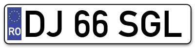 Placuta inmatriculare numar auto  DJ-66-SGL, DJ 66 SGL, DJ66SGL