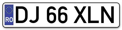Placuta inmatriculare numar auto  DJ-66-XLN, DJ 66 XLN, DJ66XLN