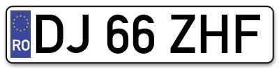 Placuta inmatriculare numar auto  DJ-66-ZHF, DJ 66 ZHF, DJ66ZHF
