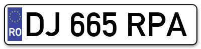 Placuta inmatriculare numar auto  DJ-665-RPA, DJ 665 RPA, DJ665RPA