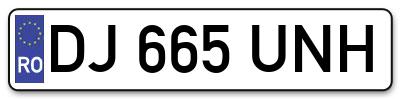 Placuta inmatriculare numar auto  DJ-665-UNH, DJ 665 UNH, DJ665UNH