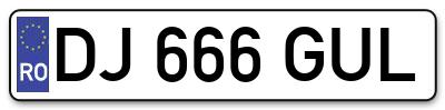 Placuta inmatriculare numar auto  DJ-666-GUL, DJ 666 GUL, DJ666GUL