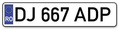 Placuta inmatriculare numar auto  DJ-667-ADP, DJ 667 ADP, DJ667ADP