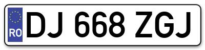 Placuta inmatriculare numar auto  DJ-668-ZGJ, DJ 668 ZGJ, DJ668ZGJ
