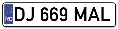 Placuta inmatriculare numar auto  DJ-669-MAL, DJ 669 MAL, DJ669MAL