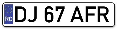 Placuta inmatriculare numar auto  DJ-67-AFR, DJ 67 AFR, DJ67AFR