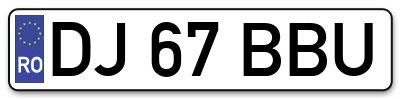 Placuta inmatriculare numar auto  DJ-67-BBU, DJ 67 BBU, DJ67BBU