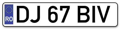 Placuta inmatriculare numar auto  DJ-67-BIV, DJ 67 BIV, DJ67BIV
