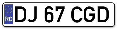 Placuta inmatriculare numar auto  DJ-67-CGD, DJ 67 CGD, DJ67CGD