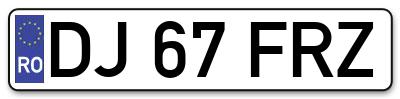 Placuta inmatriculare numar auto  DJ-67-FRZ, DJ 67 FRZ, DJ67FRZ