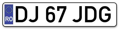 Placuta inmatriculare numar auto  DJ-67-JDG, DJ 67 JDG, DJ67JDG