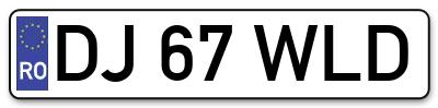 Placuta inmatriculare numar auto  DJ-67-WLD, DJ 67 WLD, DJ67WLD