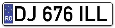 Placuta inmatriculare numar auto  DJ-676-ILL, DJ 676 ILL, DJ676ILL