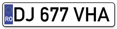 Placuta inmatriculare numar auto  DJ-677-VHA, DJ 677 VHA, DJ677VHA