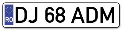 Placuta inmatriculare numar auto  DJ-68-ADM, DJ 68 ADM, DJ68ADM