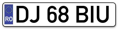 Placuta inmatriculare numar auto  DJ-68-BIU, DJ 68 BIU, DJ68BIU