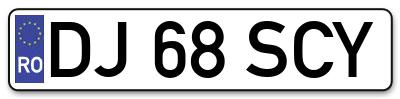 Placuta inmatriculare numar auto  DJ-68-SCY, DJ 68 SCY, DJ68SCY