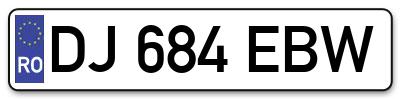 Placuta inmatriculare numar auto  DJ-684-EBW, DJ 684 EBW, DJ684EBW