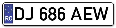Placuta inmatriculare numar auto  DJ-686-AEW, DJ 686 AEW, DJ686AEW