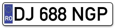 Placuta inmatriculare numar auto  DJ-688-NGP, DJ 688 NGP, DJ688NGP