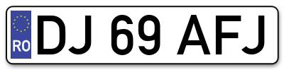 Placuta inmatriculare numar auto  DJ-69-AFJ, DJ 69 AFJ, DJ69AFJ