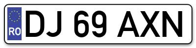 Placuta inmatriculare numar auto  DJ-69-AXN, DJ 69 AXN, DJ69AXN