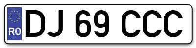 Placuta inmatriculare numar auto  DJ-69-CCC, DJ 69 CCC, DJ69CCC