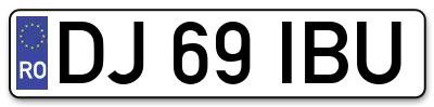 Placuta inmatriculare numar auto  DJ-69-IBU, DJ 69 IBU, DJ69IBU