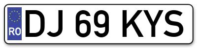 Placuta inmatriculare numar auto  DJ-69-KYS, DJ 69 KYS, DJ69KYS