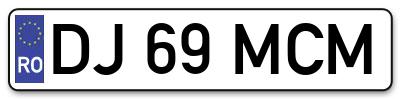 Placuta inmatriculare numar auto  DJ-69-MCM, DJ 69 MCM, DJ69MCM