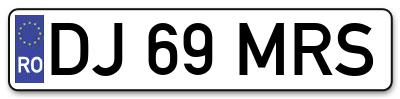 Placuta inmatriculare numar auto  DJ-69-MRS, DJ 69 MRS, DJ69MRS